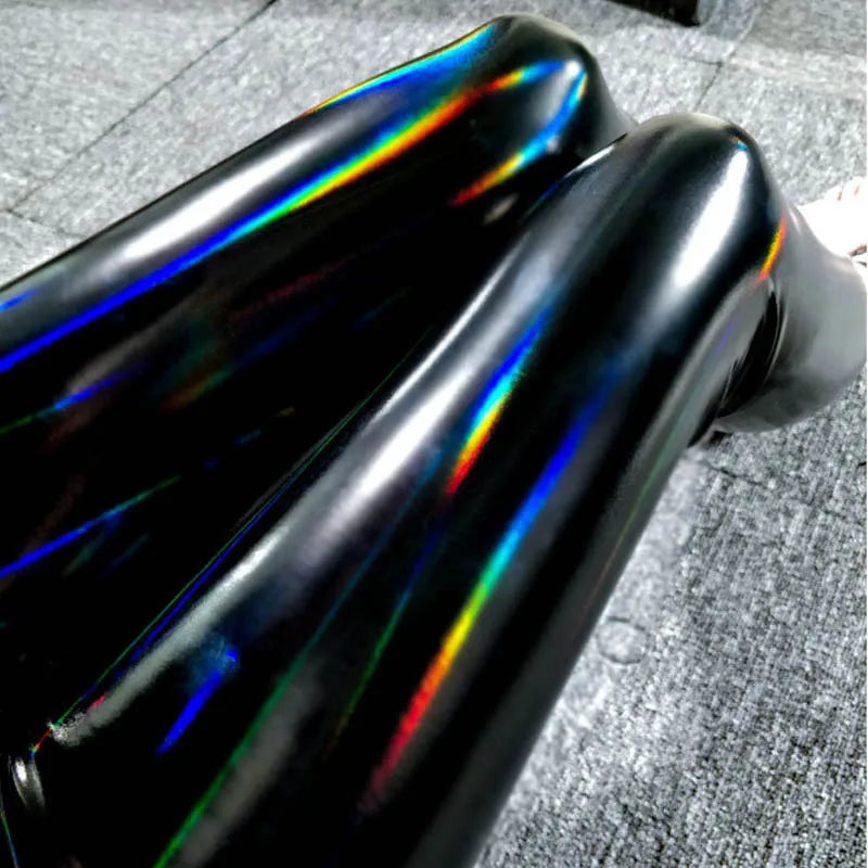 Women Colorful Shiny Leather Leggings Black Mirror Reflective Stretch Leather Pants Skinny Thin Leather Pencil Trousers Legging