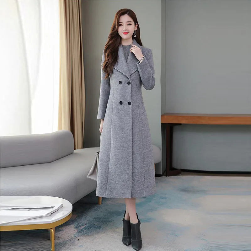 New Autumn Winter Women Fashion Long Coat Warm Pure Color With Pocket Ladies Outwear High Quality Loose Clothing for Womens