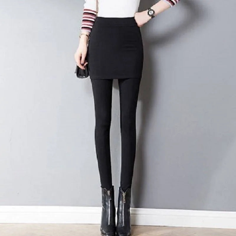 High Waist Leggings Running Pants Hip Size Pleated Skirt Slim Sexy Slim Fake Two Skirted Leggings High Waist Pants Fashion Women