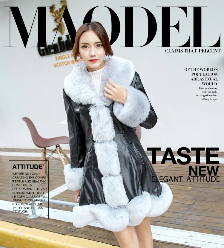 Hot Sale Winter Women's Faux Fur High Quality Faux Sheepskin Coats Keep Warm With Fur Fox Collars Slim Female Furs
