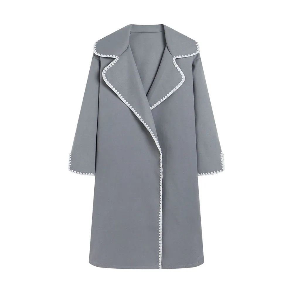 Autumn Winter Blends Trench Windbreak Women Clothing Double-sided Woolen Long-sleeved Woven Lapel Long Coat Loose Trench Coat