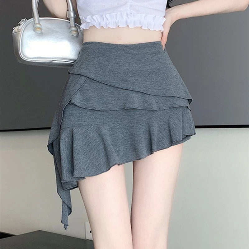 Autumn New Solid Irregular Women All-match High Street Fashionable Personalized Tight Sexy Hot Cool Tassel Pencil Skirt
