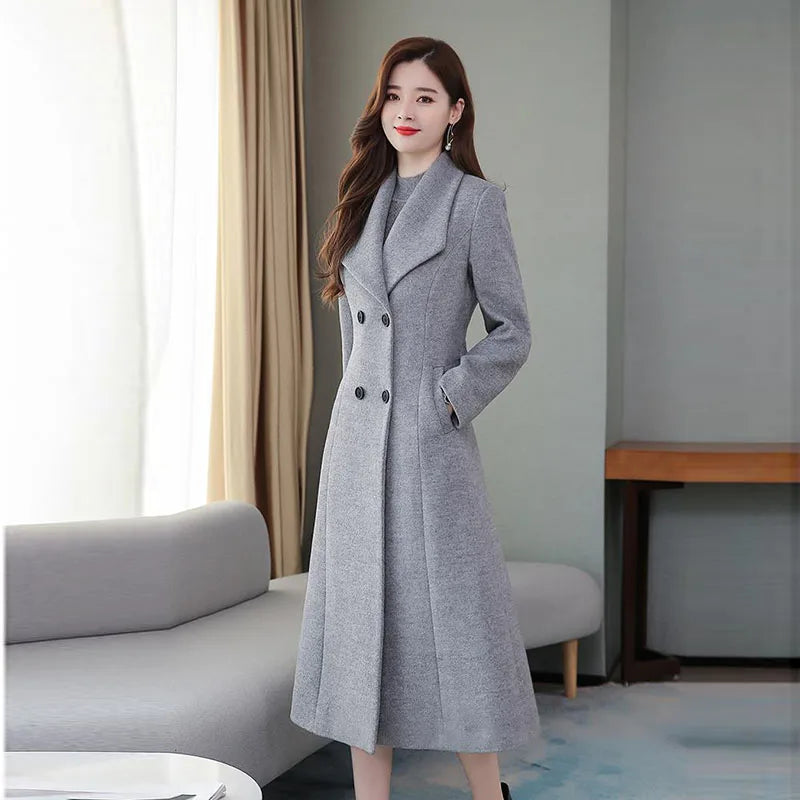 New Autumn Winter Women Fashion Long Coat Warm Pure Color With Pocket Ladies Outwear High Quality Loose Clothing for Womens
