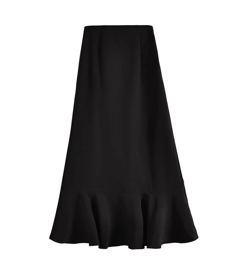 Asymmetric Ruffle Maxi Skirt