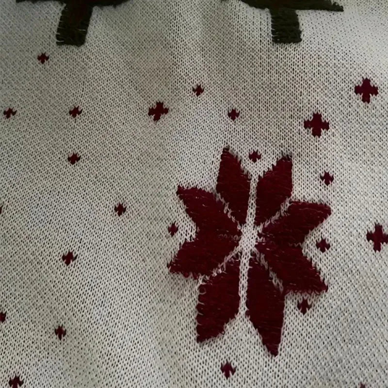 Clothing Autumn and Winter New Snowflake Christmas Tree Print Holiday Loose Casual Knitted Sweater for Women