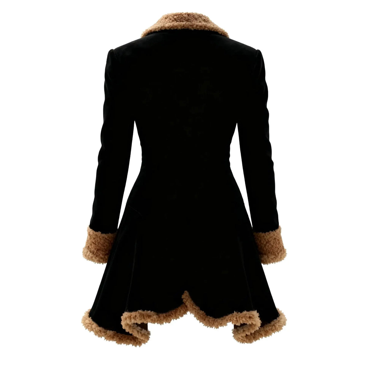 Vintage Women's Coat Brown Western Denim Plush Autumn And Winter Fashionable Warm Coat Outdoor Windproof Slim Fit Windbreaker