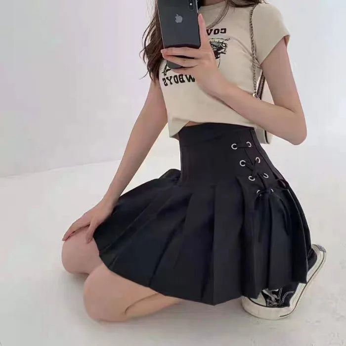 High Waist Pleated Mini Skirt