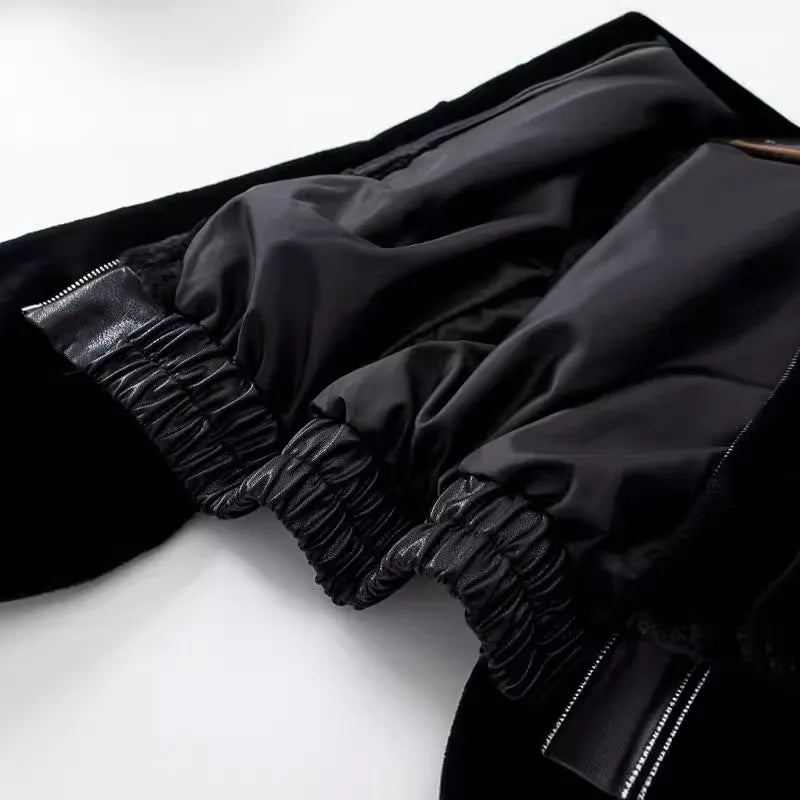 Autumn Winter Long-sleeved Slim-fitting Street Style Short High-waisted Fluffy Hooded Jacket Women's Fashion Textured Top