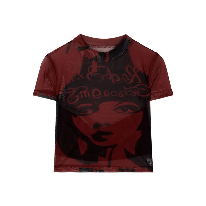 Summer Slim Fit Tees Tops Streetwear Gothic Punk E-girl Harajuku Graphic Print T-shirt emo Women Vintage Crop Top Y2K
