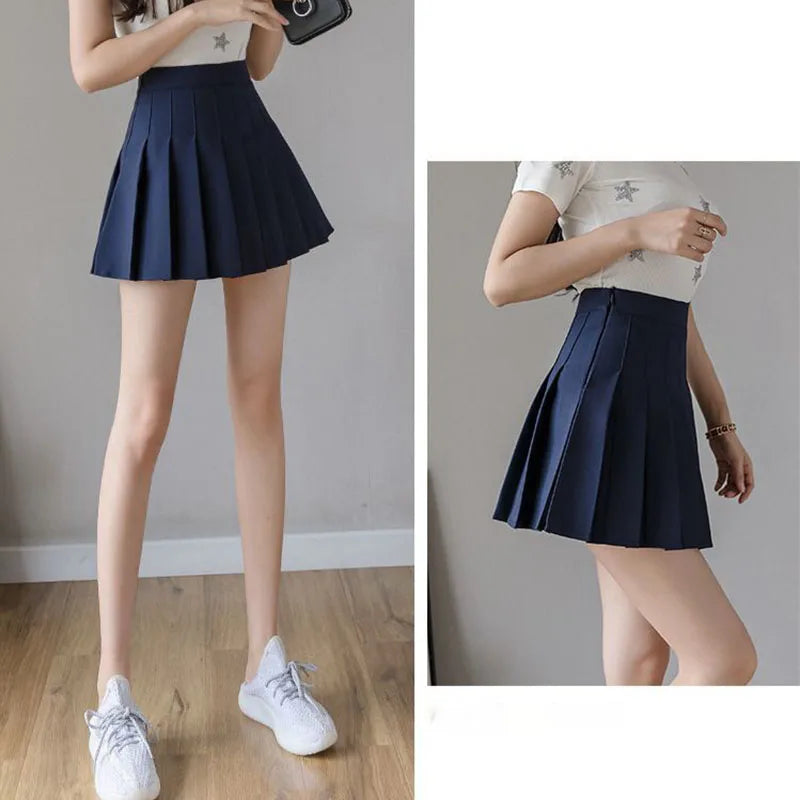Mini Skirts Womens Summer Japanese School Pleated Skirts High Waist Kawaii Cute Skirt Uniform Harajuku