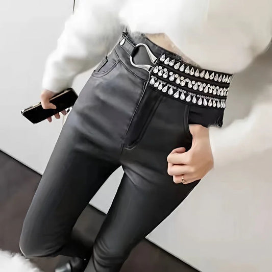 Women's Pants Elegant Sexy Pocket Design High Waist Skinny Pants Female Long Trouser Casual Bottom Y2k Clothes New
