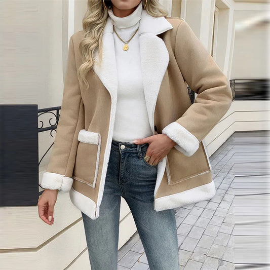 Women's Clothing Single-Breasted Jackets Women's Vintage Lapel Full Sleeve Pocket Jacket Autumn Winter New Lady Casual Outwear