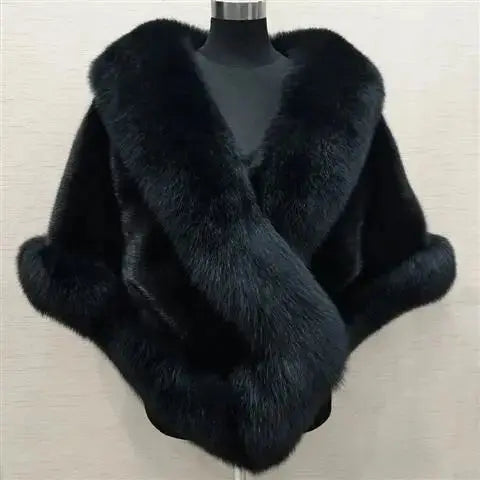 Luxury Faux Fox Fur Cape Cheongsam Wedding Dress Shawl Winter Scarf Graceful Women Banquet Party Cloak Wraps