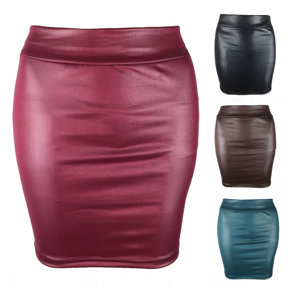 BEAUTY CLOSET COLLECTION  -  Leather Matte Slim Mini Sexy Fashion Skirts Hot Short High Waist