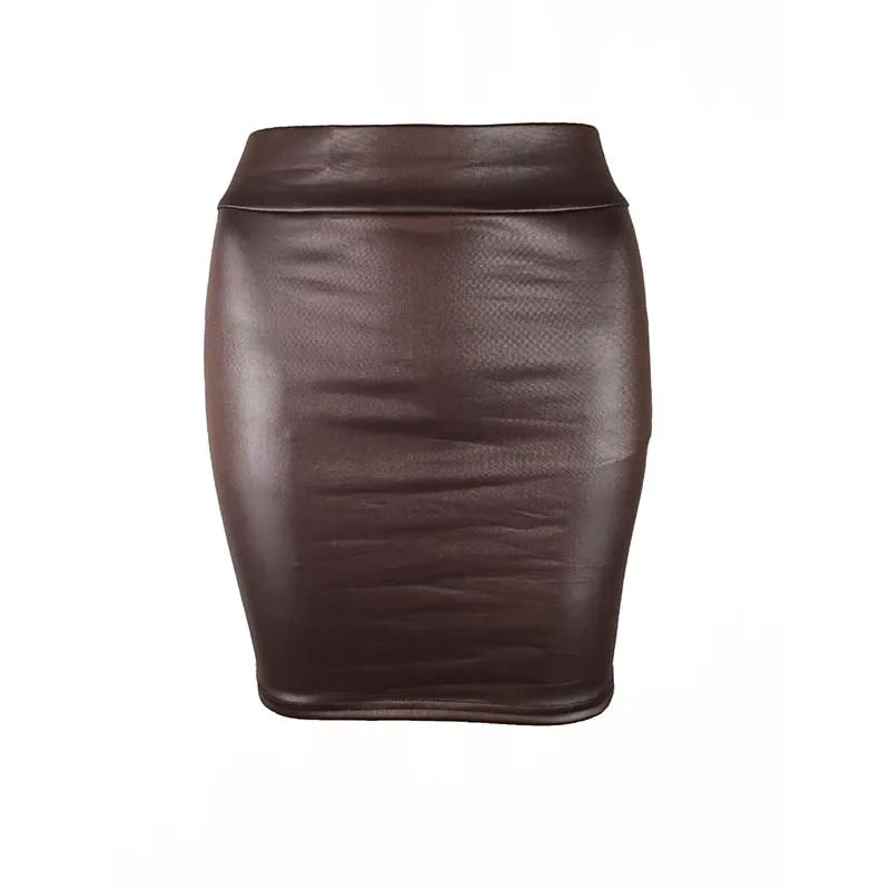 BEAUTY CLOSET COLLECTION  -  Black Slim Imitation Leather Sexy Skirt