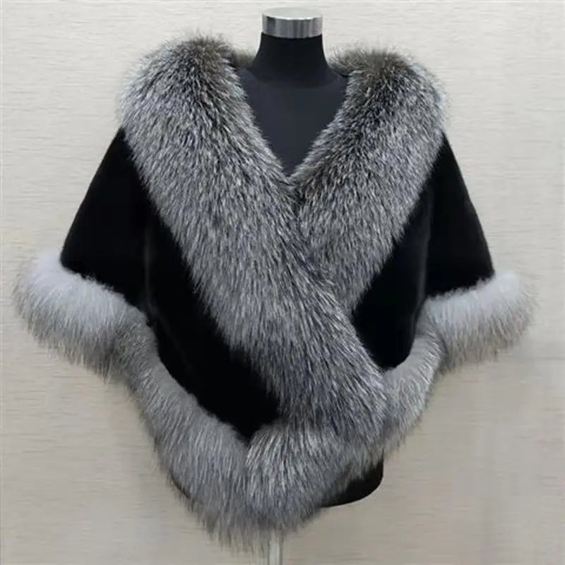 Luxury Faux Fox Fur Cape Cheongsam Wedding Dress Shawl Winter Scarf Graceful Women Banquet Party Cloak Wraps