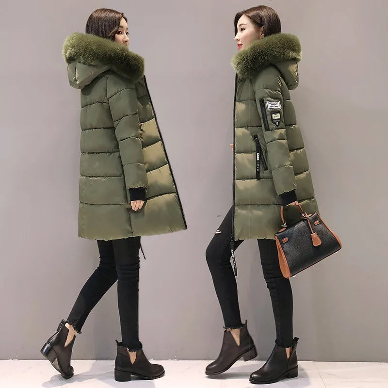 New Women Cotton Coat Autumn Winter Jacket Coat    Padded Hooded Keep Warm Down Cotton Overcoat Parkers