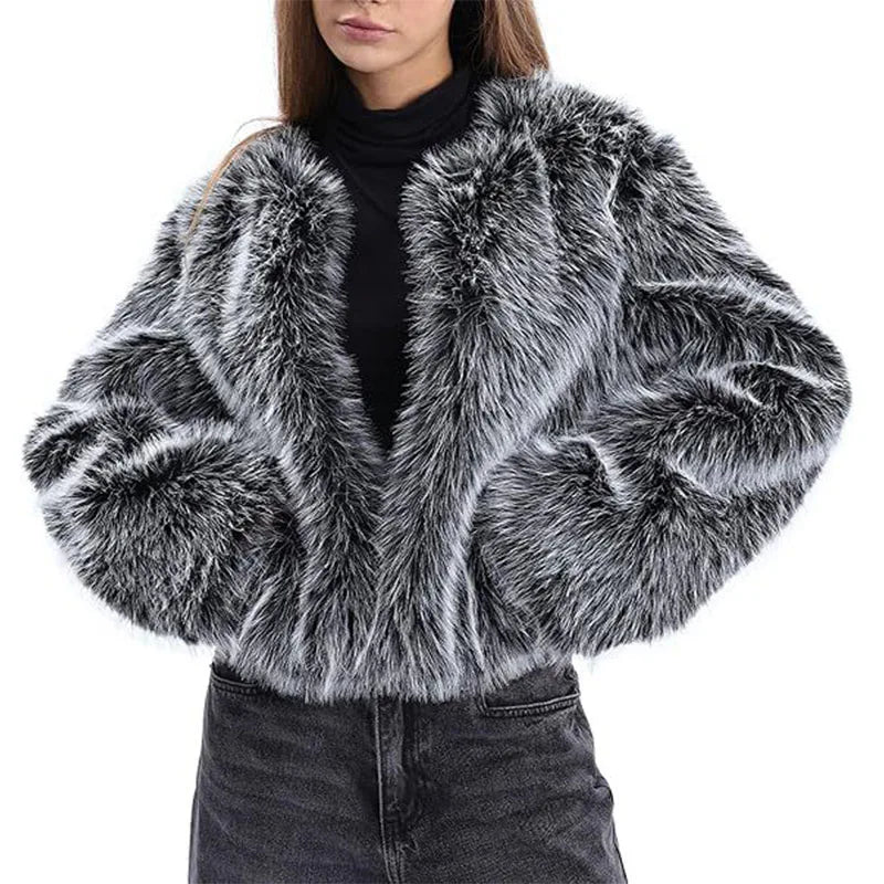 Cardigan for Women New Versatile Casual Open Front Long Sleeve Winter Warm Faux Fur Coat Soft Fluffy Jacket Outerwear