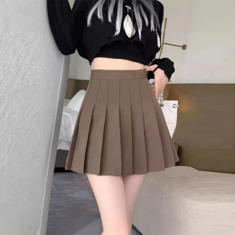 Mini Skirts Womens Summer Japanese School Pleated Skirts High Waist Kawaii Cute Skirt Uniform Harajuku