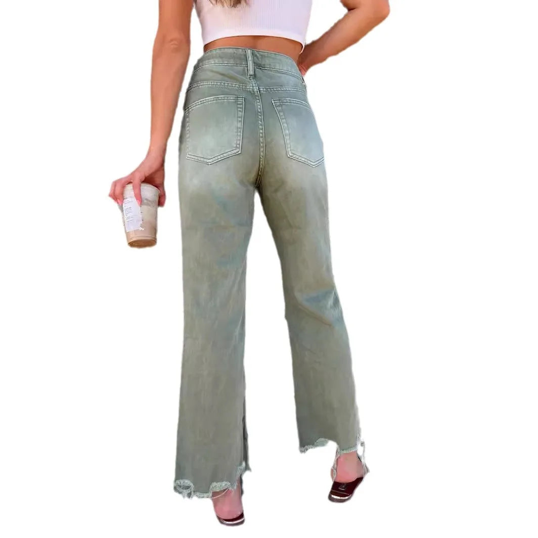Women Ripped Casual Jeans Skinny Stretch Button Pocket Shapewear