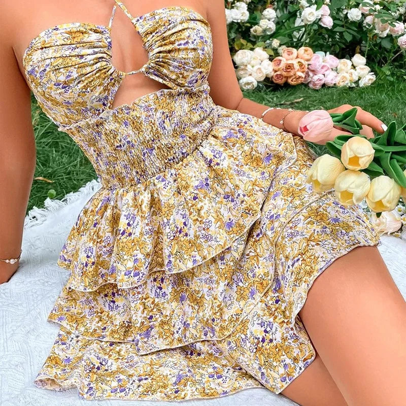 BEAUTY CLOSET COLLECTION  -  Women Fashion Sexy Hollow Out Slim Short Dress