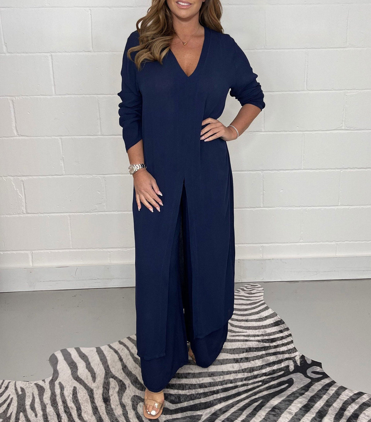 Long Top & Pants Two-Piece Set