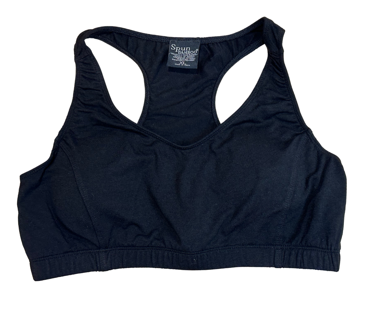 Bamboo Blend Padded Sports Bra — Black