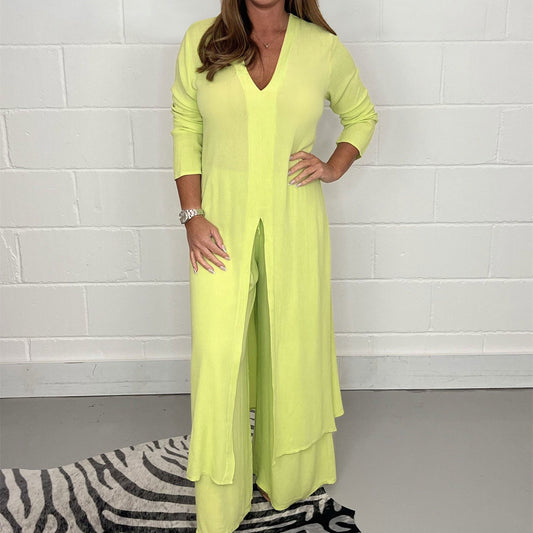 Long Top & Pants Two-Piece Set