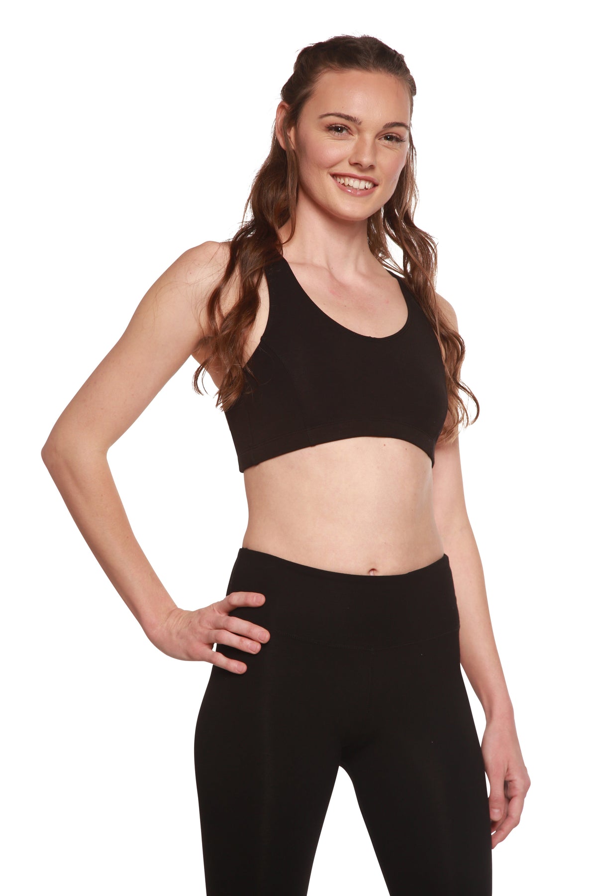 Bamboo Blend Padded Sports Bra — Black